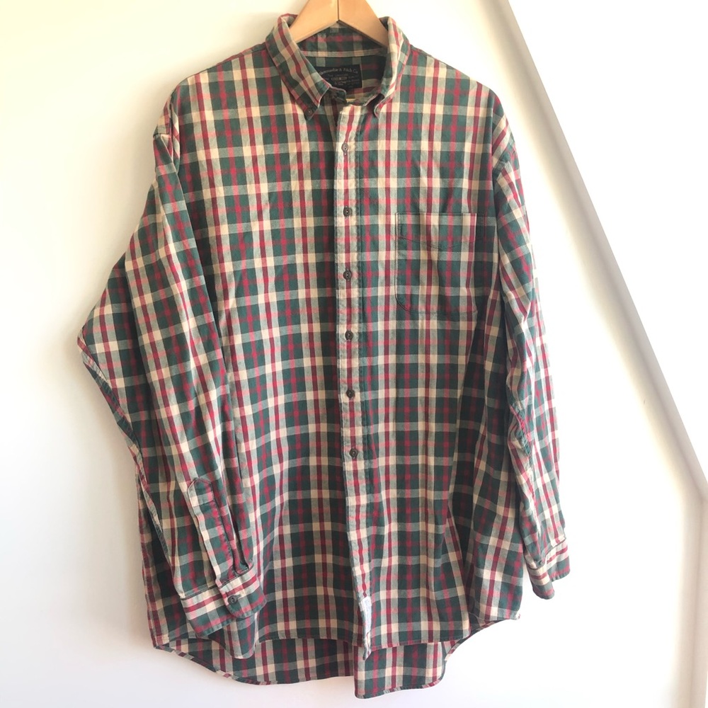 ABERCROMBIE & FITCH Vintage Plaid green red Button Up Shirt Sz XL